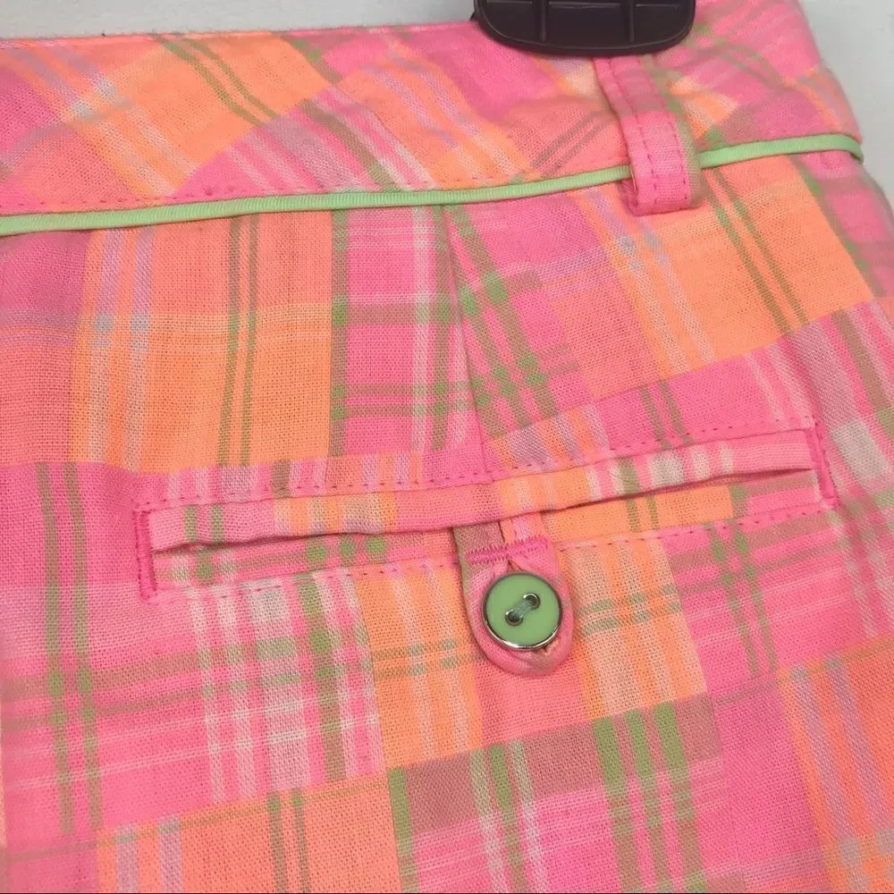 Lady Hagen Vibrant Pink Plaid Bermuda Shorts